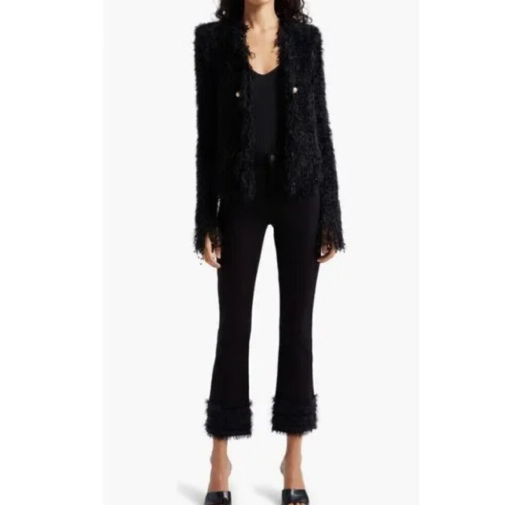 L'AGENCE Tati High Rise Crop Mirco Boot Saturated Black Feather Jeans Size 28